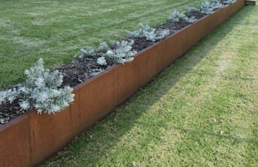 corten steel planter boxes showcase